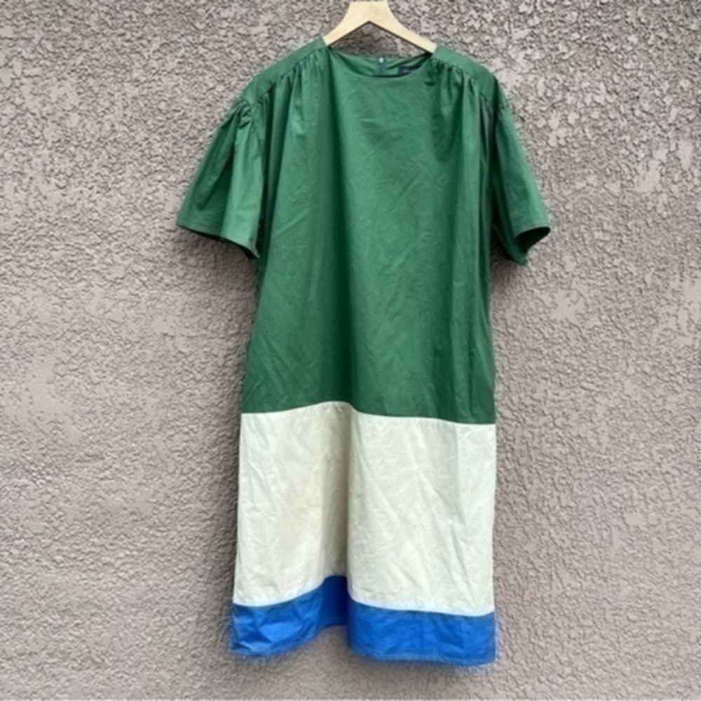 Gracia Womens Colorblock Shift Dress, Green